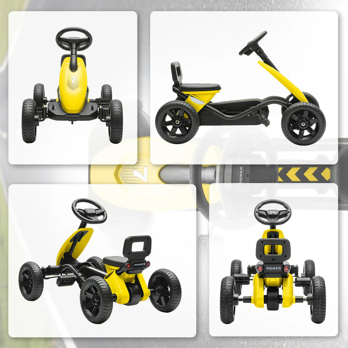 Kids Pedal Go-Kart Yellow | Compact with Four EVA Wheels - Little and Giant Explorers AIYAPLAY