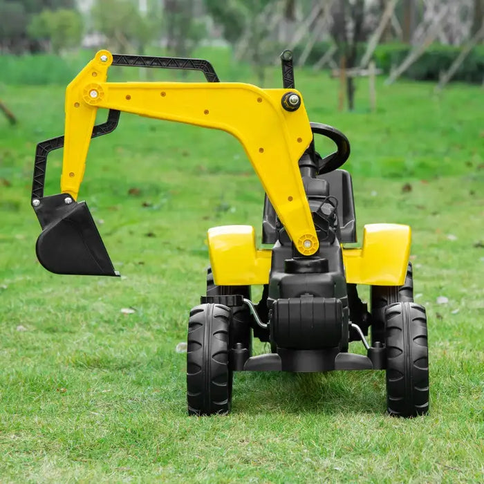 Kids Pedal Ride-On Excavator Tractor – Yellow | Controllable Bucket and Horn HOMCOM - Little and Giant Explorers HOMCOM