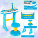 Kids Piano Keyboard with Microphone and Stool – Blue | 22 Demos and 8 Volumes COSTWAY - Little and Giant Explorers Costway