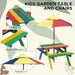 Kids garden picnic bench set with multicoloured wood and removable parasol umbrella