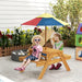 Kids Picnic Sand and Water Table Set with Removable Parasol - Little and Giant Explorers Outsunny