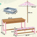 Kids Flamingo-Theme Picnic Table Set with Umbrella - Little and Giant Explorers AIYAPLAY