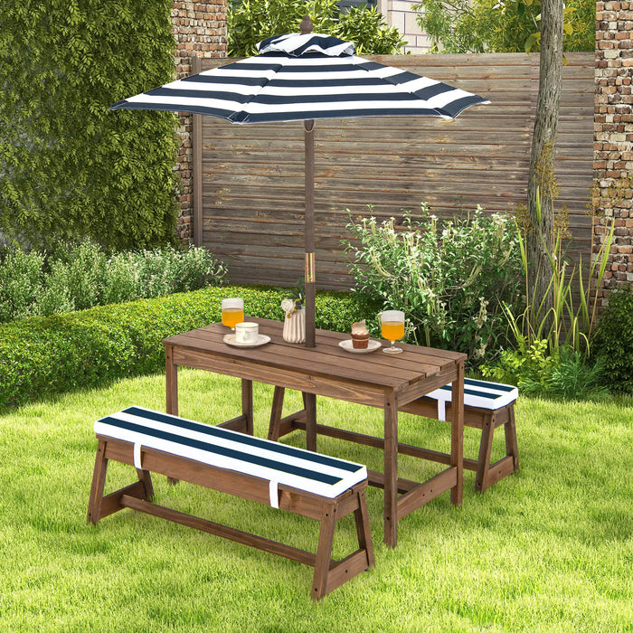 Kids Picnic Table Set Blue | Comfort Innovation with Sponge Padded Cushions - Little and Giant Explorers Costway