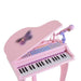 Kids pink 37-key mini grand piano keyboard with stool and microphone