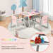 Kids Pink Table and Chairs Set with Storage Shelf - Little and Giant Explorers Costway