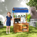 Kids Play Kitchen and Potting Bench with Adjustable Canopy and Sink - Little and Giant Explorers Costway