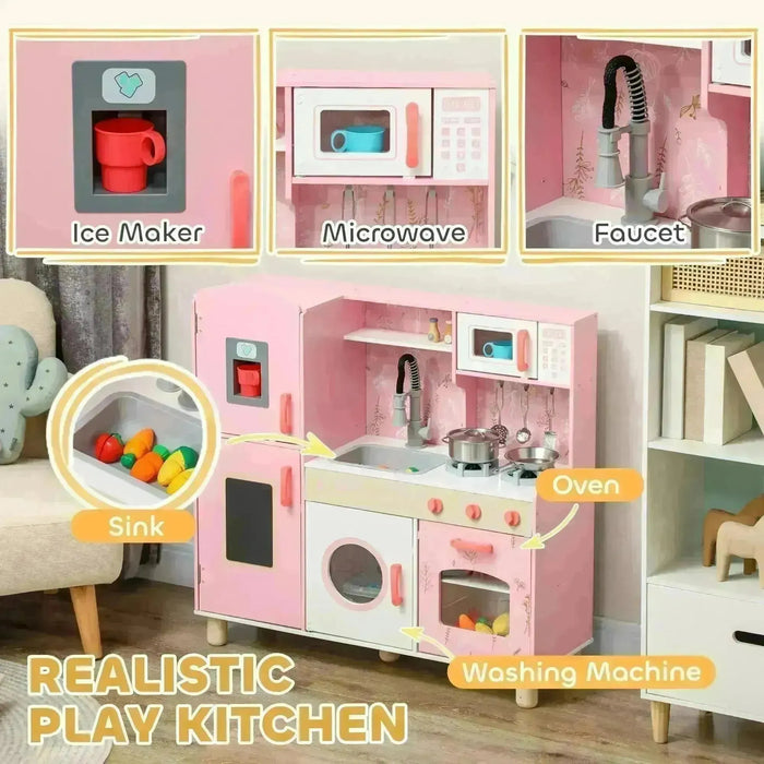 Kids Play Kitchen with Double Stoves and Ice Maker - Little and Giant Explorers AIYAPLAY