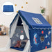 Kids Play Tent with Mat – Blue Cartoon Design | Indoor Playhouse for Ages 1+ COSTWAY - Little and Giant Explorers Costway