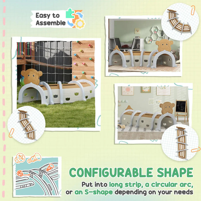 Monkey Design Kids Play Tunnel for Crawl and Climb - Little and Giant Explorers AIYAPLAY