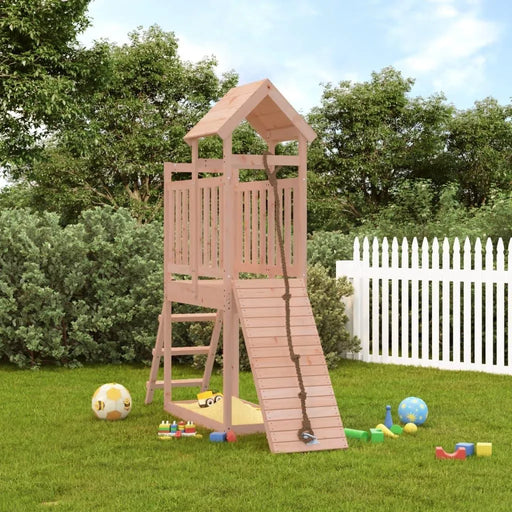 Playhouse with Climbing Wall and Rope, Play Tower and Ladder in Solid Wood Douglas - Little and Giant Explorers vidaXL