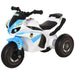 Blue and white kids police ride-on motorbike toy with lights and police decals