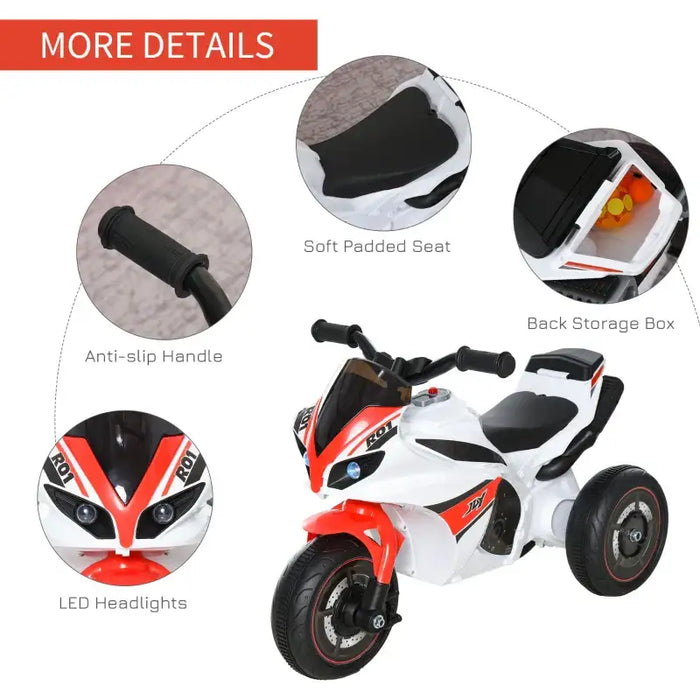 Kids Police Bike Ride-On – Red | Foot-to-Floor Motorbike with Lights and Music HOMCOM - Little and Giant Explorers HOMCOM