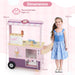 Kids Pretend Play Ice Cream Cart Playset in Pink - Little and Giant Explorers Costway