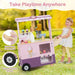 Kids Pretend Play Ice Cream Cart Playset in Pink - Little and Giant Explorers Costway