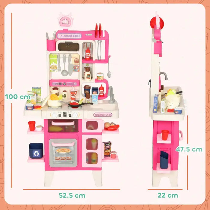 Kids Pretend Play Kitchen Set – Pink | 104 Accessories - Lights, Sounds and Spray AIYAPLAY - Little and Giant Explorers AIYAPLAY