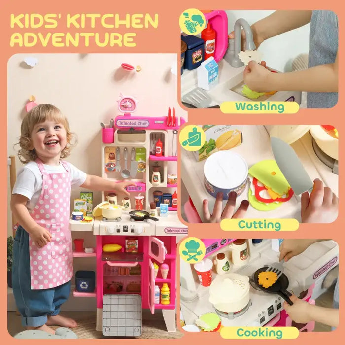 Kids Pretend Play Kitchen Set – Pink | 104 Accessories - Lights, Sounds and Spray AIYAPLAY - Little and Giant Explorers AIYAPLAY
