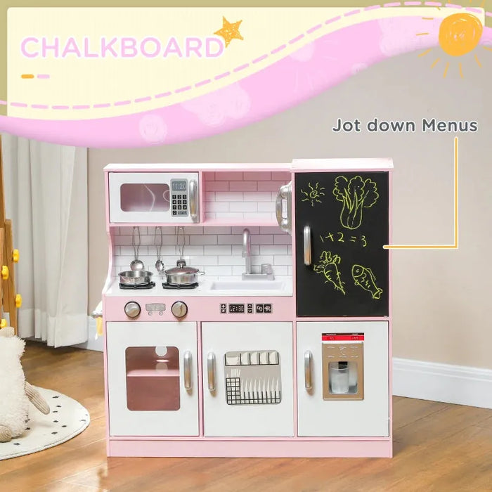 Kids Pretend Play Kitchen with Toy Phone and Chalkboard - Little and Giant Explorers AIYAPLAY