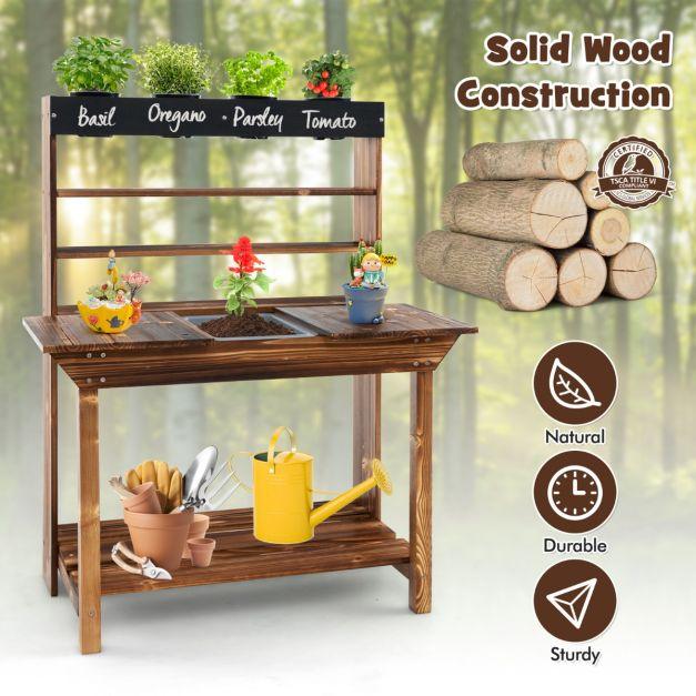 Pretend Play Wooden Potting Bench Table with Removable Sink - Little and Giant Explorers Costway