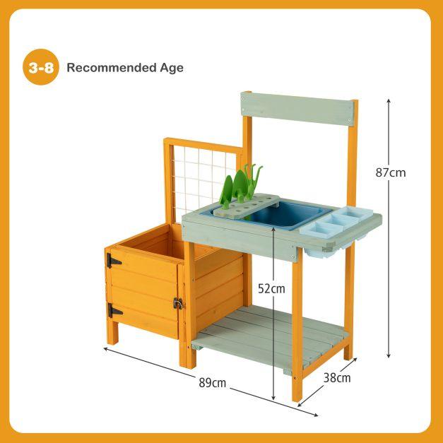 Pretend Play Wooden Potting Bench with Planter Box - Little and Giant Explorers Costway