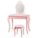 Kids Princess Vanity Table and Stool Set - Pink | Mirror, Drawer and Anti-Tipping Device COSTWAY - Little and Giant Explorers vidaXL