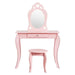Kids Princess Vanity Table and Stool Set - Pink | Mirror, Drawer and Anti-Tipping Device COSTWAY - Little and Giant Explorers vidaXL