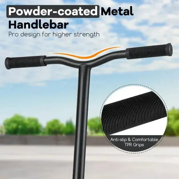 Kids Pro Trick Stunt Scooter with 2 PU Wheels in Black - Little and Giant Explorers Costway