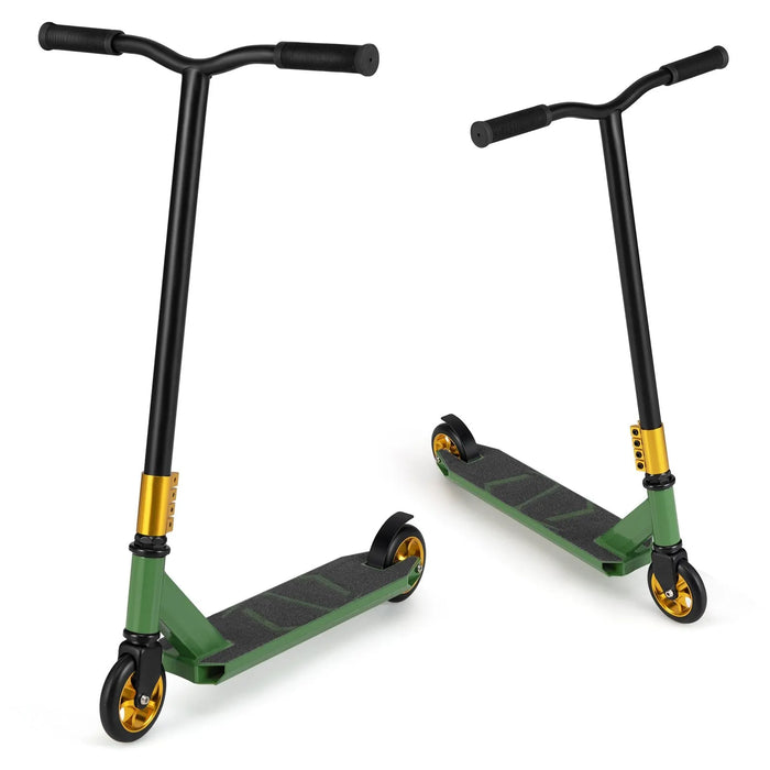 Kids Pro Trick Stunt Scooter with 2 PU Wheels in Green - Little and Giant Explorers Costway