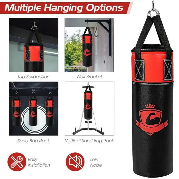 Kids Punch Bag with Hand Wraps and Wall Bracket - Little and Giant Explorers Costway