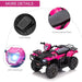 Quad Bike with Forward Reverse Functions Ride on ATV with LED Headlights and Music 12V in Pink - Little and Giant Explorers HOMCOM