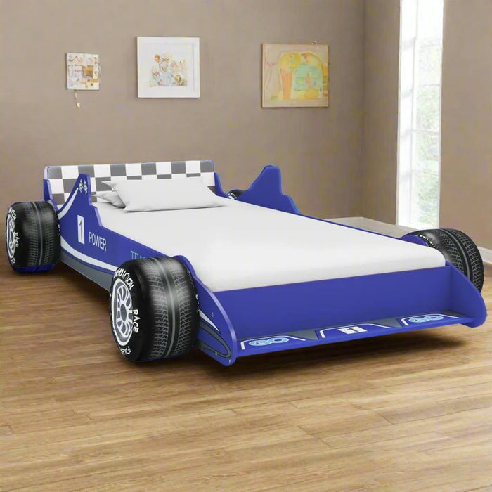 Kids Race Car Bed in Blue (90 x 200cm) - Little and Giant Explorers vidaXL