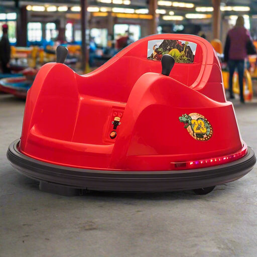 Red Dinosaur Adventure Kids Ride on Bumper Car 6V - Little and Giant Explorers Zipper