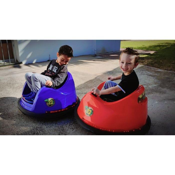 Red Dinosaur Adventure Kids Ride on Bumper Car 6V - Little and Giant Explorers Zipper