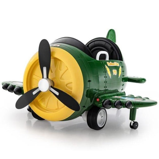 Ride On Electric Airplane with Joysticks and Remote Control 12V in Green - Little and Giant Explorers Costway