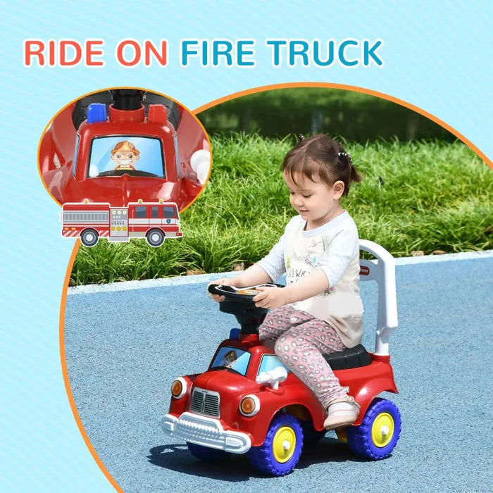 Kids Ride On Fire Truck Foot to Floor Design with Under Seat Storage, Steering Wheel, Music and Light - Little and Giant Explorers AIYAPLAY