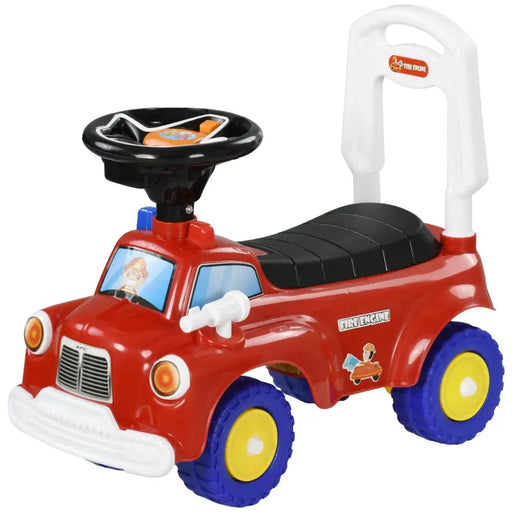 Kids Ride On Fire Truck Foot to Floor Design with Under Seat Storage, Steering Wheel, Music and Light - Little and Giant Explorers AIYAPLAY