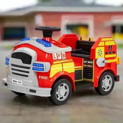 Kids Ride-On Fire Truck with Siren, Flashing Lights and Firefighting Tools 12V - Little and Giant Explorers AIYAPLAY