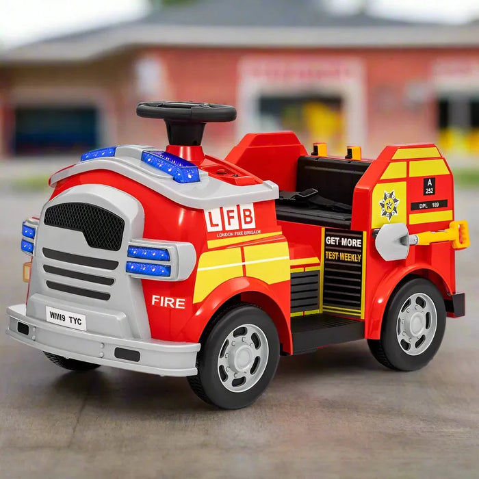 Kids Ride-On Fire Truck with Siren, Flashing Lights and Firefighting Tools 12V - Little and Giant Explorers AIYAPLAY