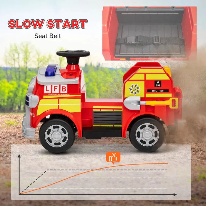 Kids Ride-On Fire Truck with Siren, Flashing Lights and Firefighting Tools 12V - Little and Giant Explorers AIYAPLAY