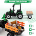 Ride on Hi-Top Tractor with Trailer, Music, Horn and USB Port 12V in Green - Little and Giant Explorers Costway