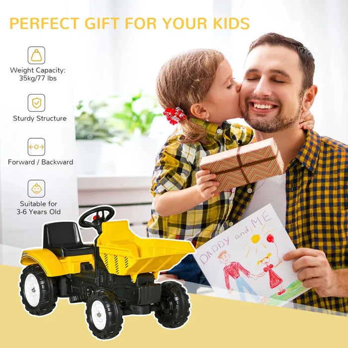 Kids Ride on Pedal Tractor with Manual Control Bucket - Little and Giant Explorers HOMCOM