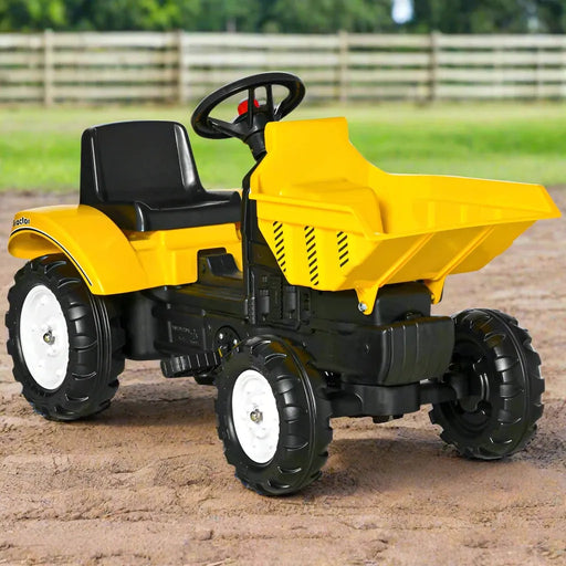 Kids Ride on Pedal Tractor with Manual Control Bucket - Little and Giant Explorers HOMCOM