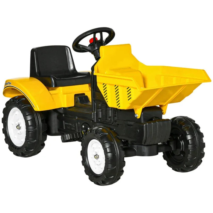 Kids Ride on Pedal Tractor with Manual Control Bucket - Little and Giant Explorers HOMCOM