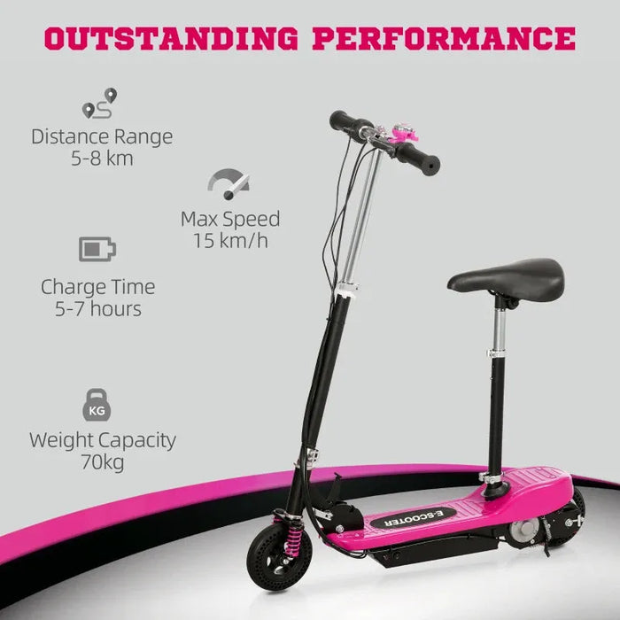 Kids Ride on Powered Folding E-Scooter with Warning Bell in Pink - Little and Giant Explorers HOMCOM