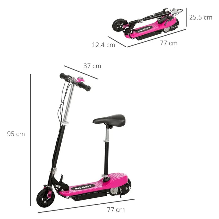 Kids Ride on Powered Folding E-Scooter with Warning Bell in Pink - Little and Giant Explorers HOMCOM