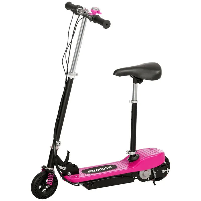 Kids Ride on Powered Folding E-Scooter with Warning Bell in Pink - Little and Giant Explorers HOMCOM