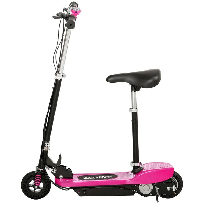 Kids Ride on Powered Folding E-Scooter with Warning Bell in Pink - Little and Giant Explorers HOMCOM