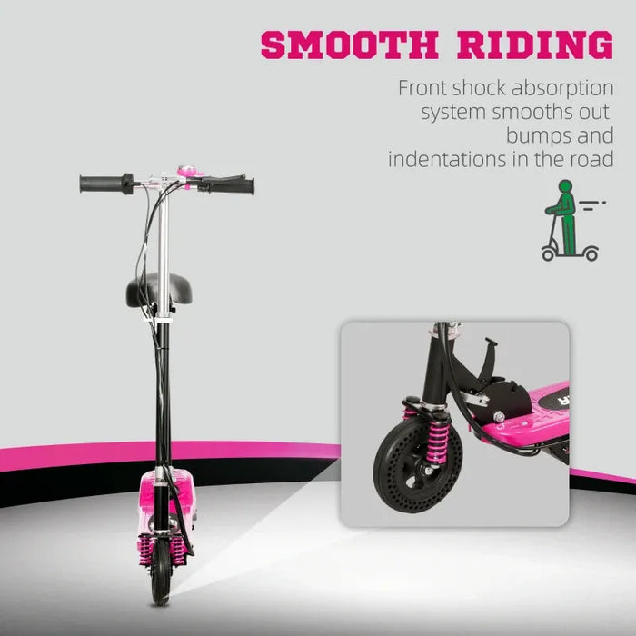 Kids Ride on Powered Folding E-Scooter with Warning Bell in Pink - Little and Giant Explorers HOMCOM