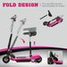 Kids Ride on Powered Folding E-Scooter with Warning Bell in Pink - Little and Giant Explorers HOMCOM