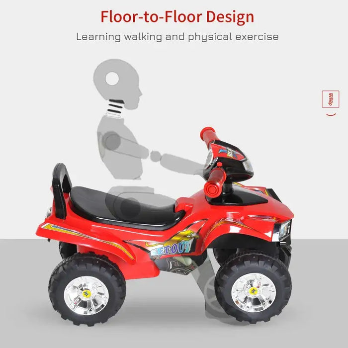 Kids Ride-On Quad Bike – Red | Foot-to-Floor Car with Horn, Music and LED Headlight HOMCOM - Little and Giant Explorers HOMCOM