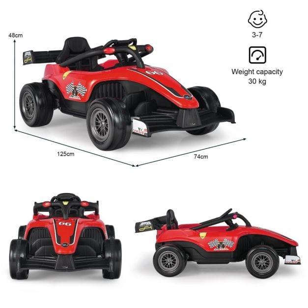 Race Car with Remote Control and MP3 Music 12V in Red - Little and Giant Explorers Costway